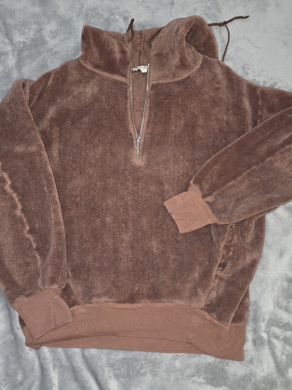 Women's Express One Eleven Plush Half-Zip Pullover Sweater - Brown-XS